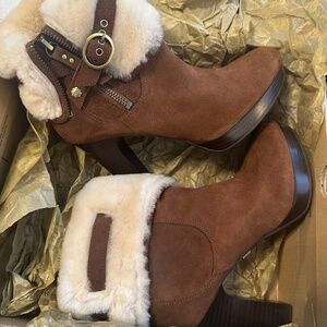 UGG Shearling-Lined Suede Boots – Size 6